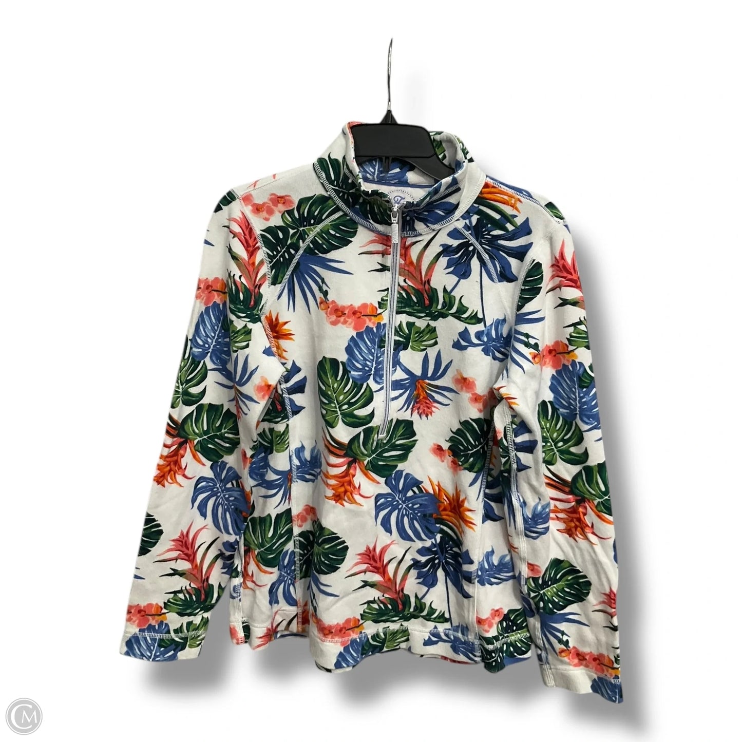 Athletic Top Long Sleeve Collar By Tommy Bahama In Tropical Print, Size: L