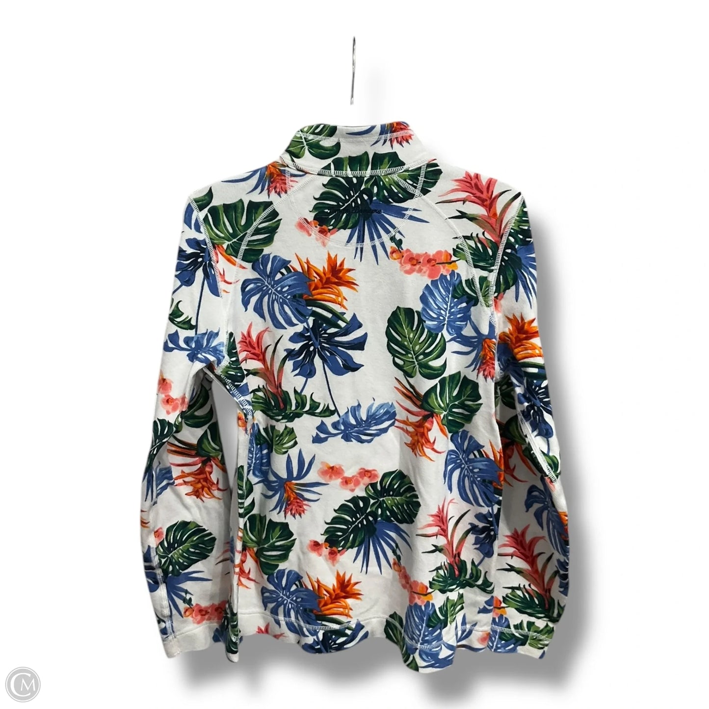 Athletic Top Long Sleeve Collar By Tommy Bahama In Tropical Print, Size: L