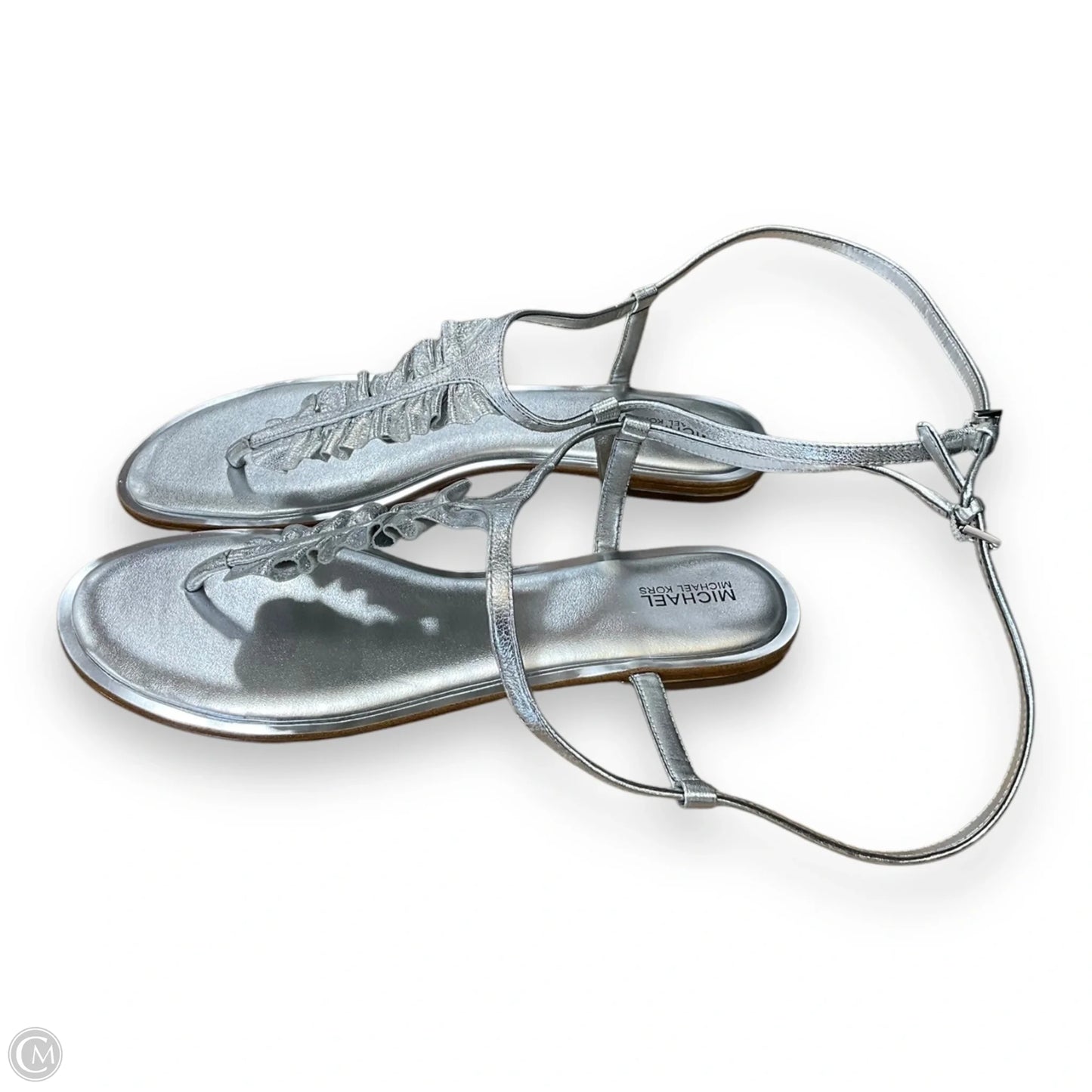 Sandals Flats By Michael By Michael Kors In Silver, Size: 10