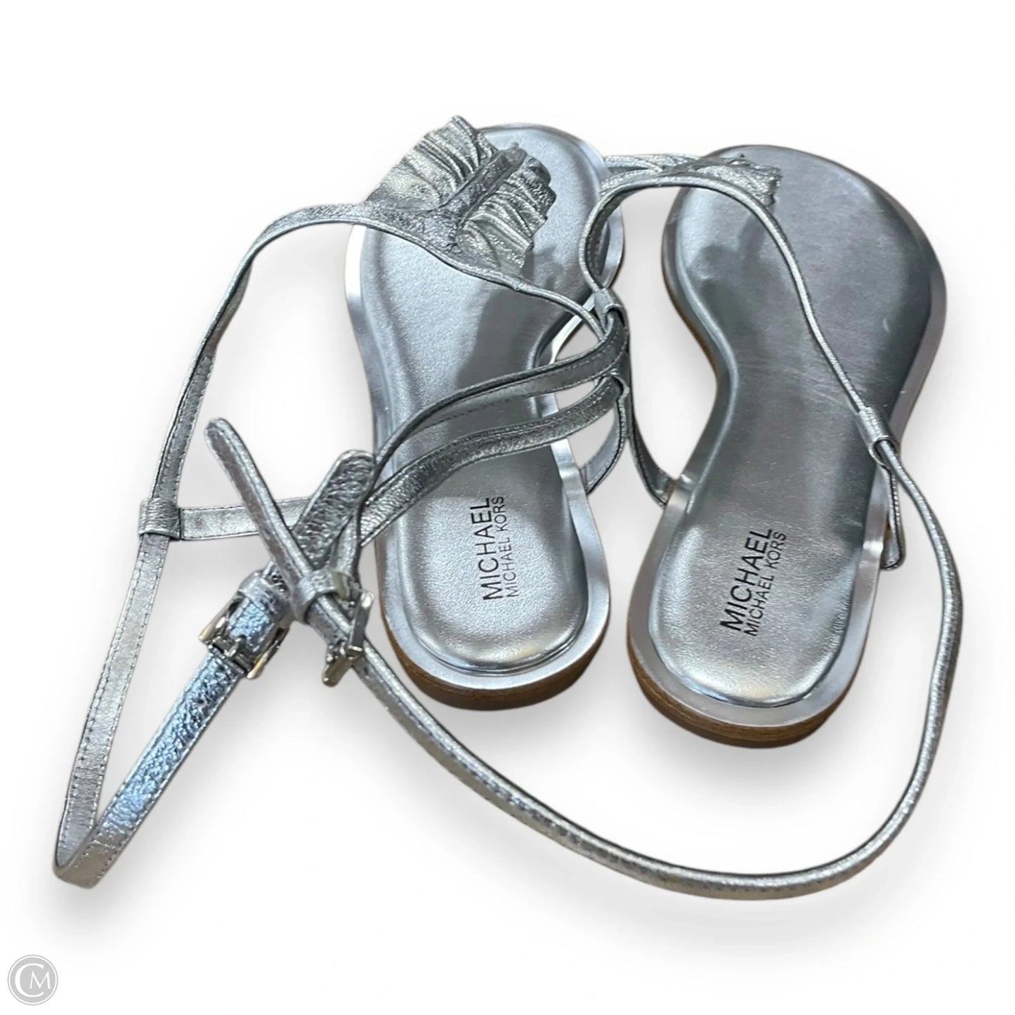 Sandals Flats By Michael By Michael Kors In Silver, Size: 10
