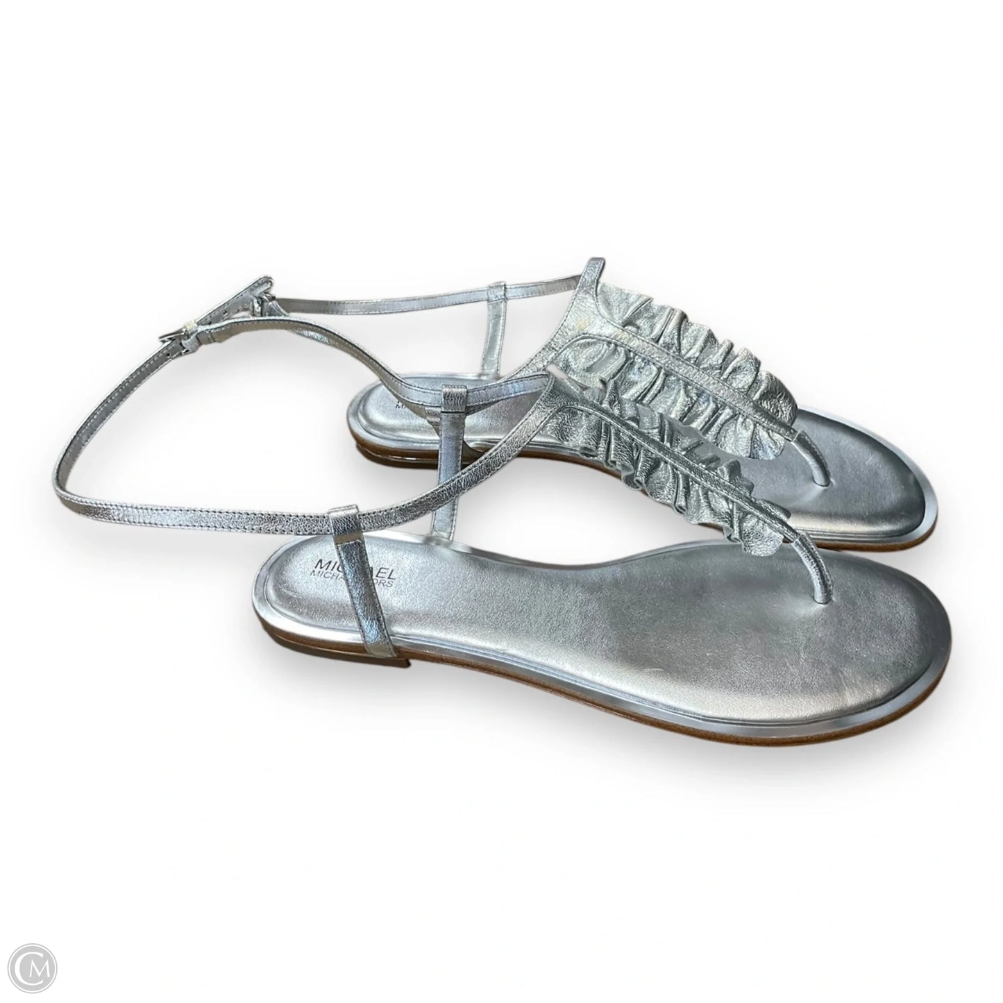 Sandals Flats By Michael By Michael Kors In Silver, Size: 10