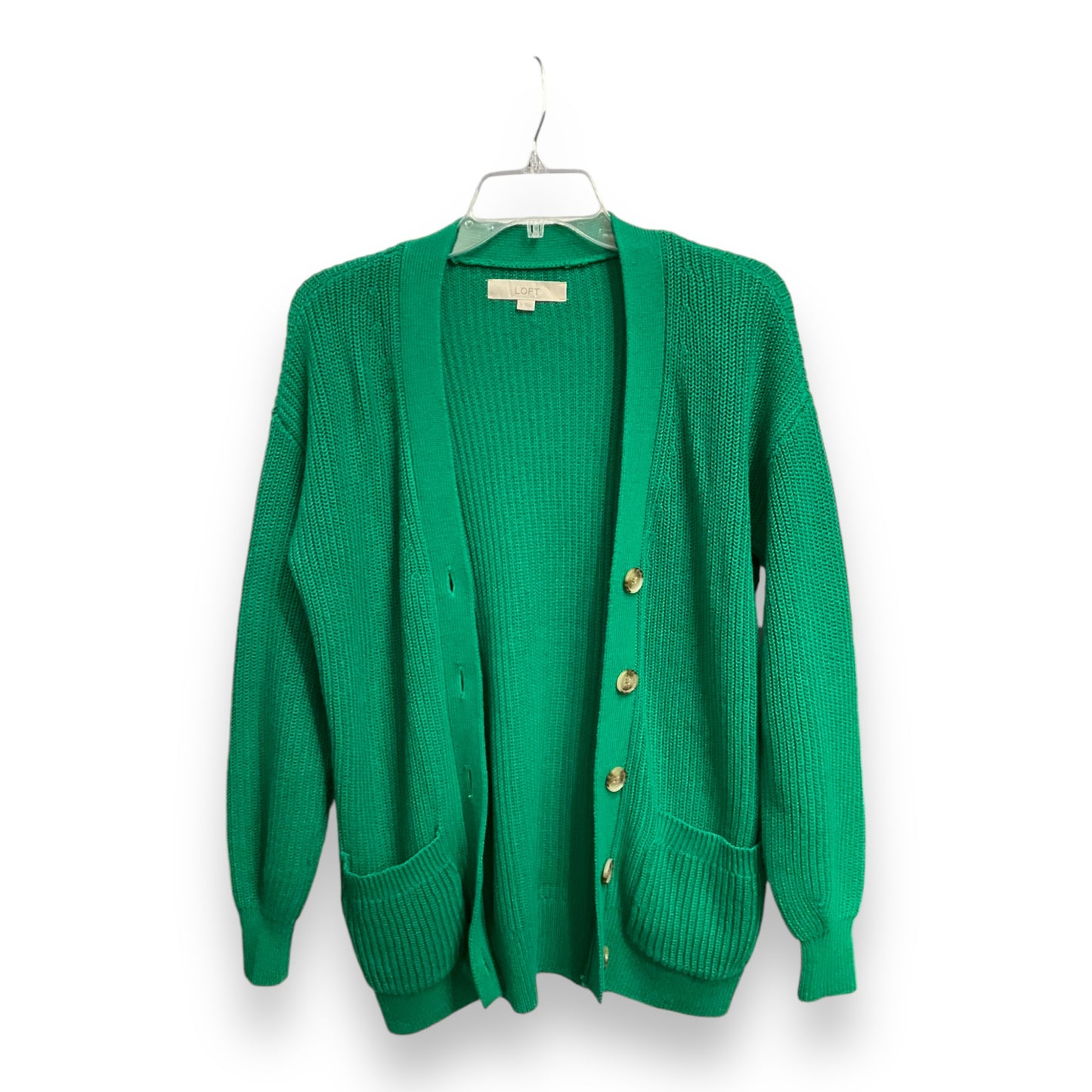 Sweater Cardigan By Loft In Green, Size: S