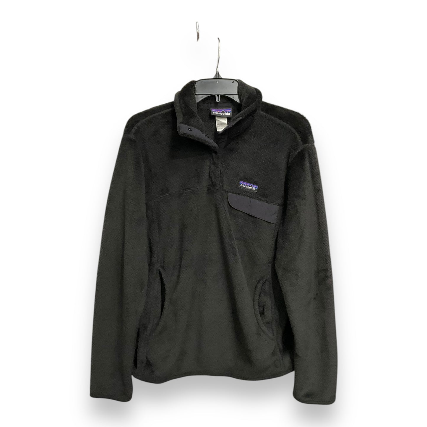 Athletic Top Long Sleeve Collar By Patagonia In Black, Size: L