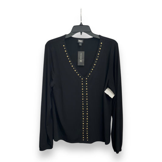 Top Long Sleeve By Inc In Black & Gold, Size: L