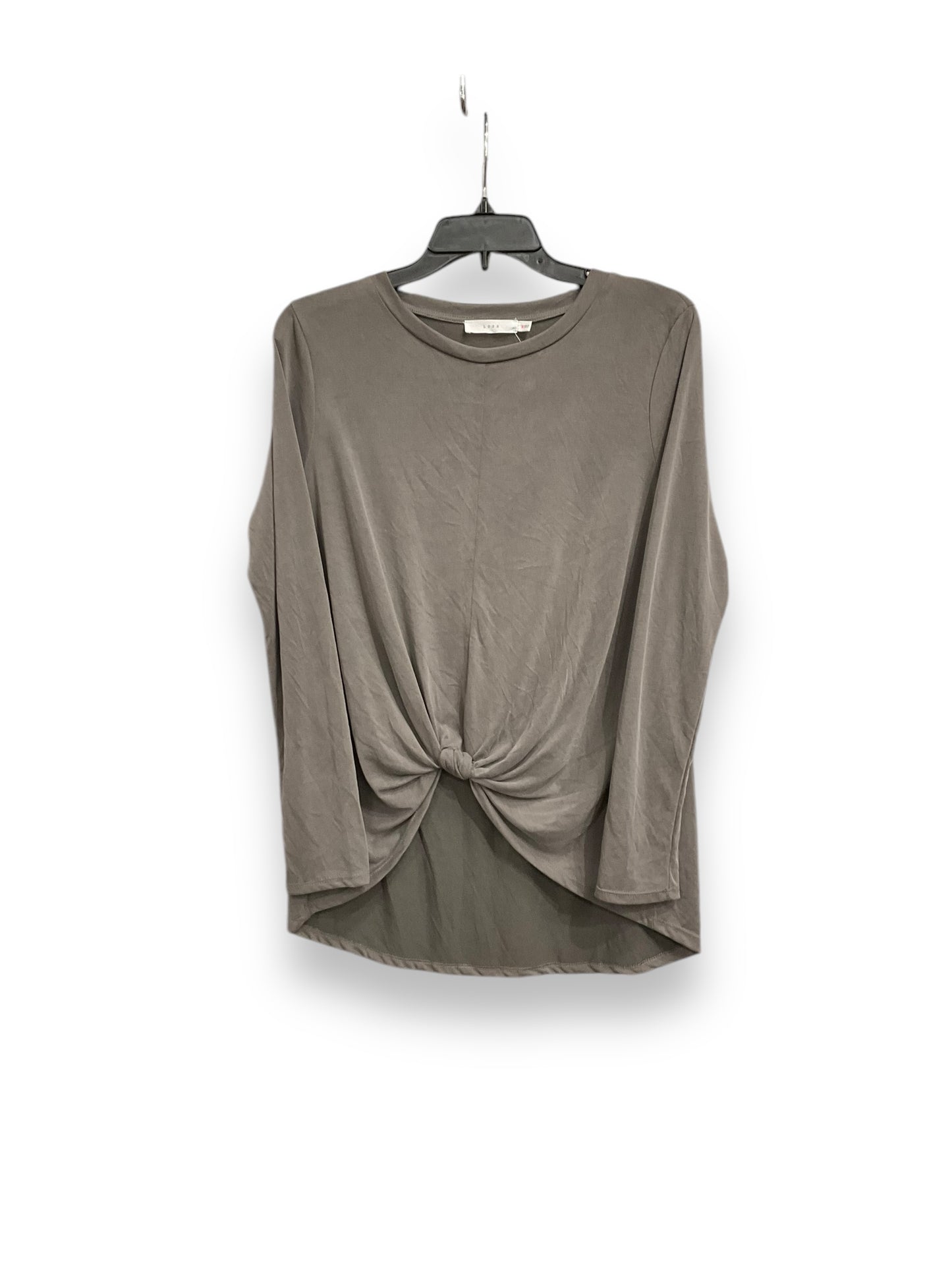 Top Long Sleeve Basic By Lush In Grey, Size: M