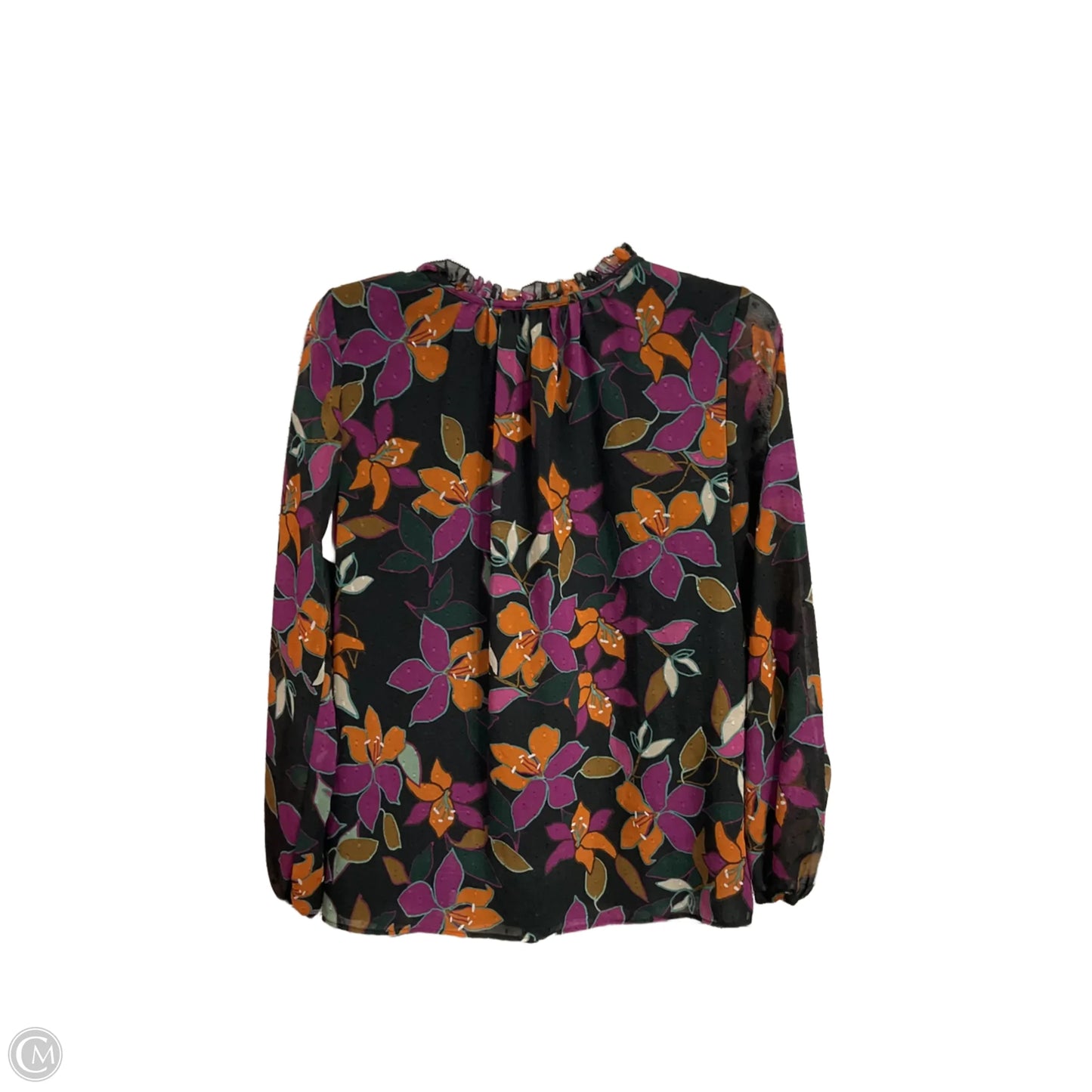 Blouse Long Sleeve By Calvin Klein In Multi-colored, Size: S