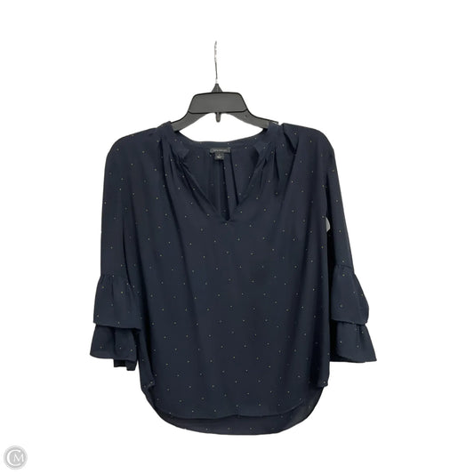 Blouse Long Sleeve By Ann Taylor In Navy, Size: S