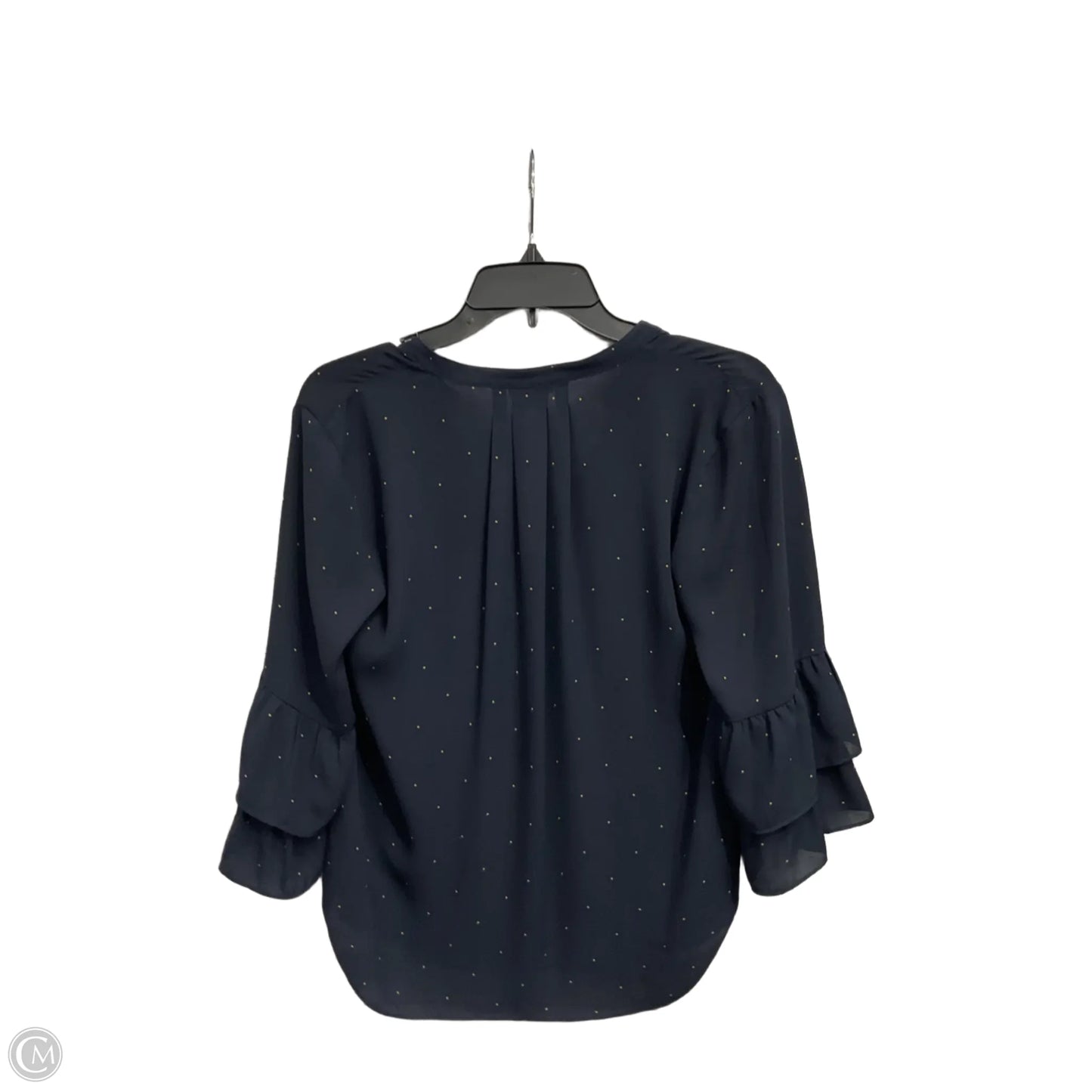 Blouse Long Sleeve By Ann Taylor In Navy, Size: S