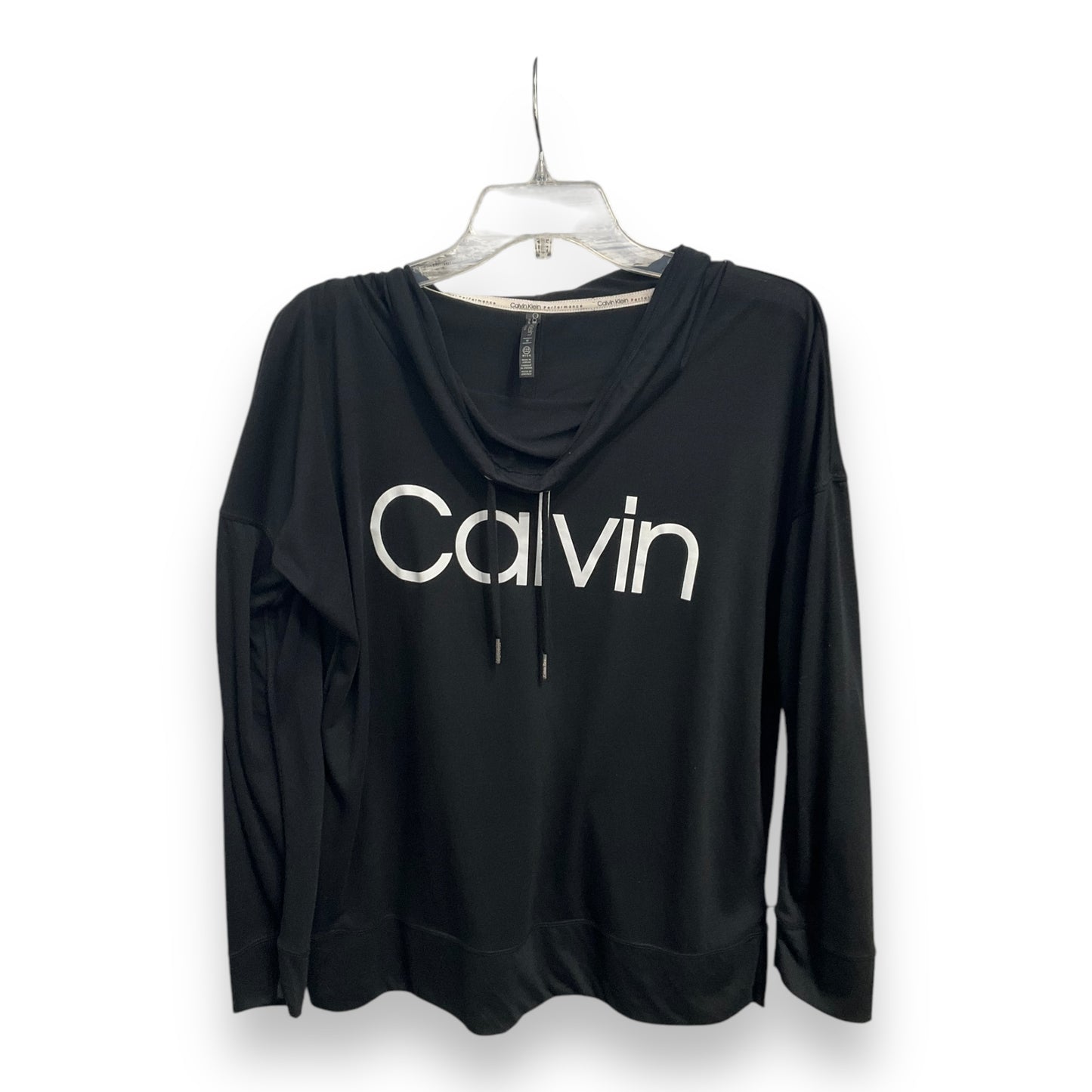 Athletic Top Long Sleeve Collar By Calvin Klein In Black, Size: M