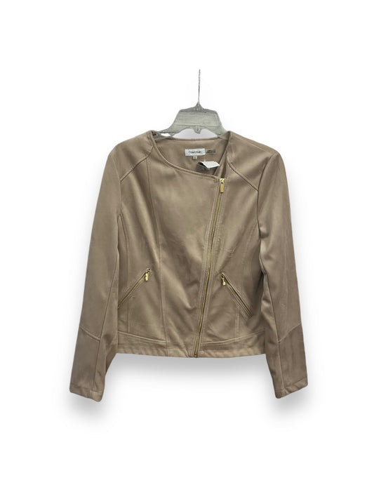 Jacket Moto By Calvin Klein In Tan, Size: L