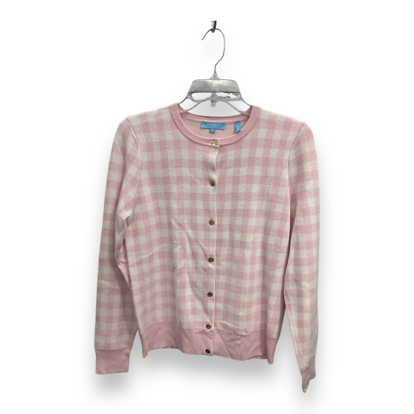 Sweater Cardigan By Draper James In Pink & White, Size: S