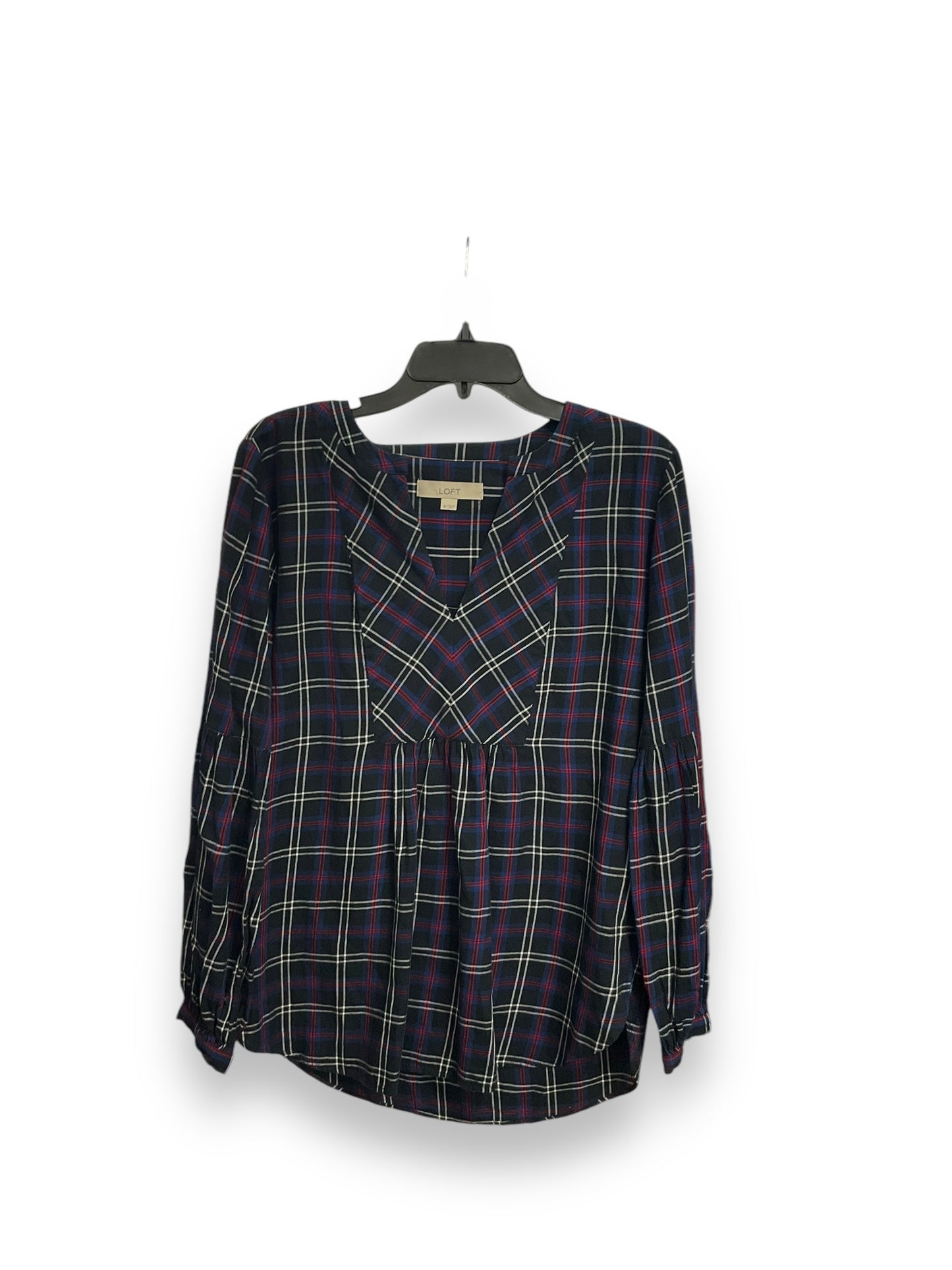 Top Long Sleeve By Loft In Plaid, Size: M