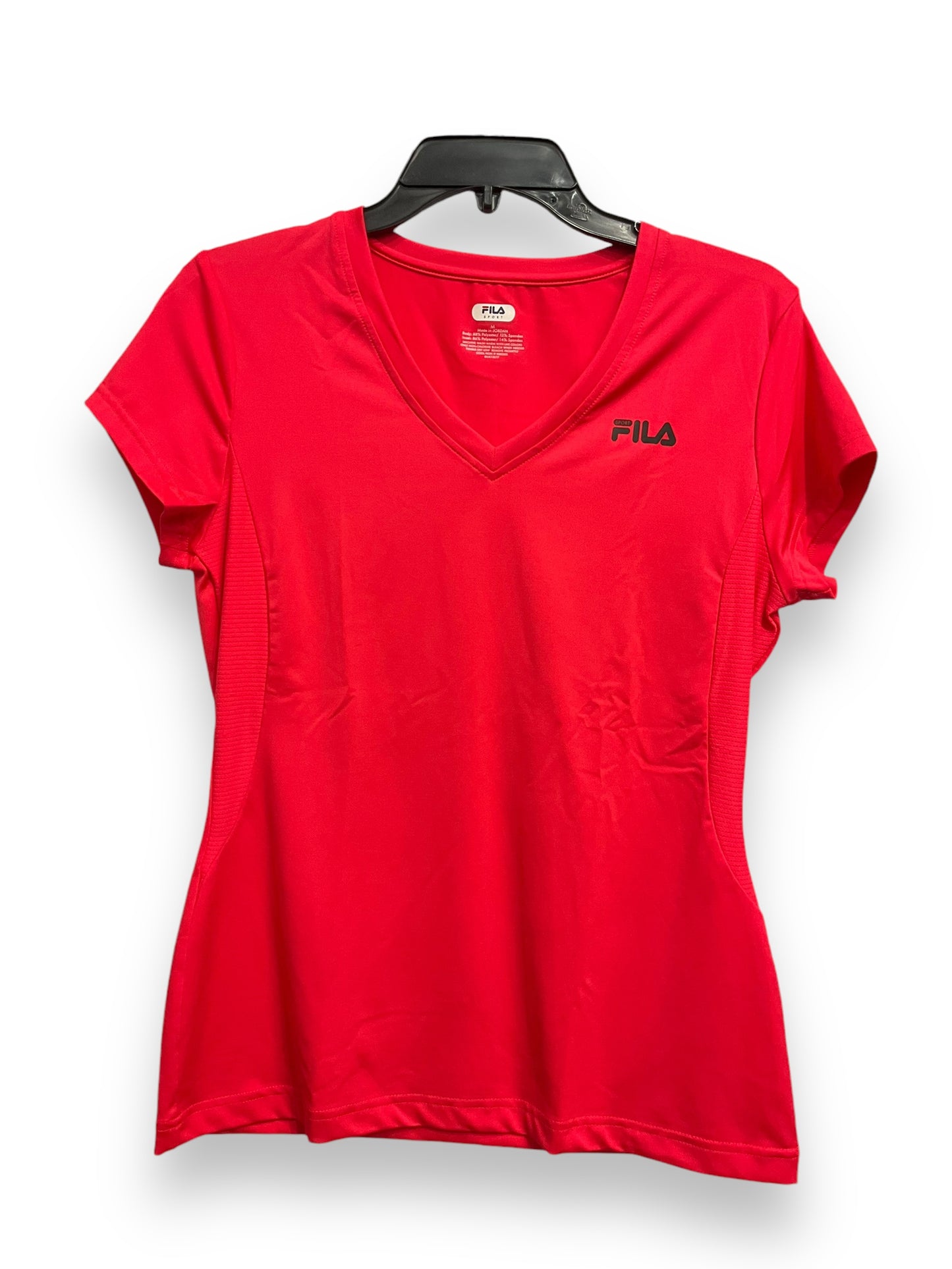 Athletic Top Short Sleeve By Fila In Red, Size: M