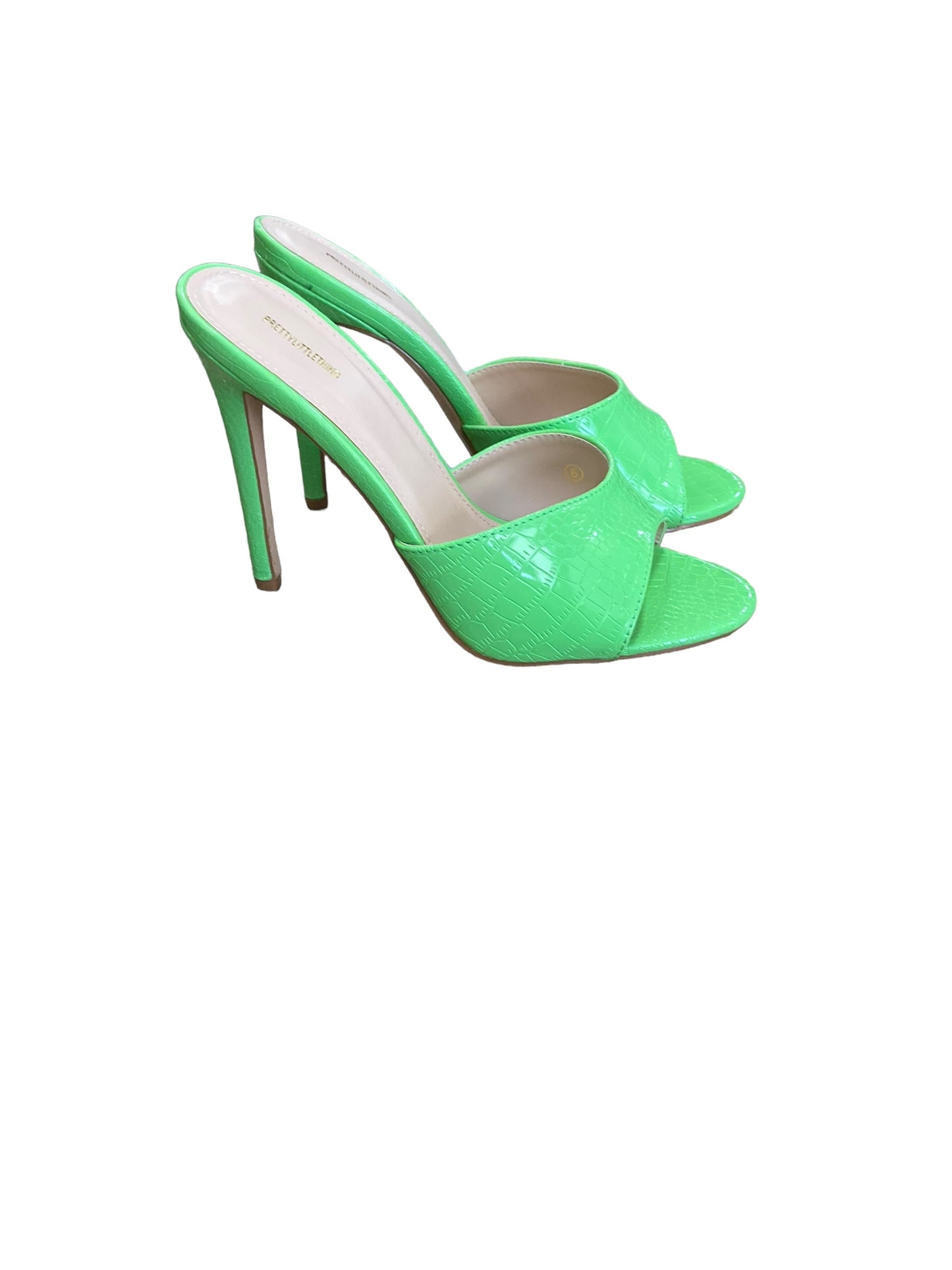 Green Sandals Heels Stiletto Pretty Little Thing, Size 9