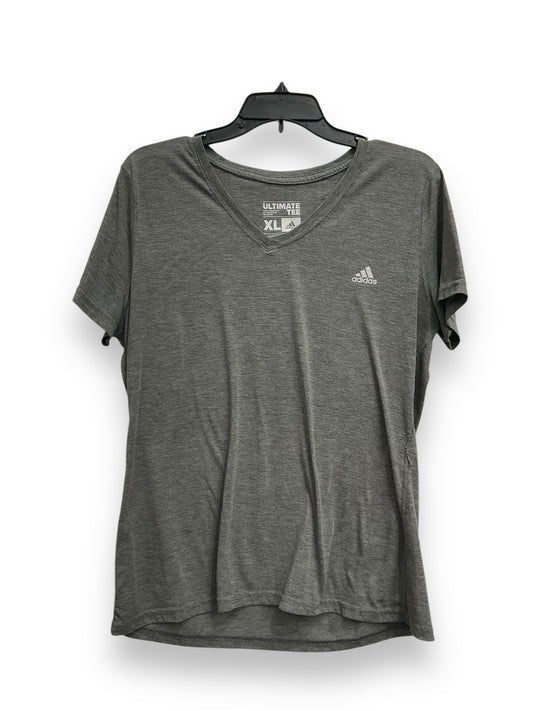 Athletic Top Short Sleeve By Adidas In Grey, Size: Xl