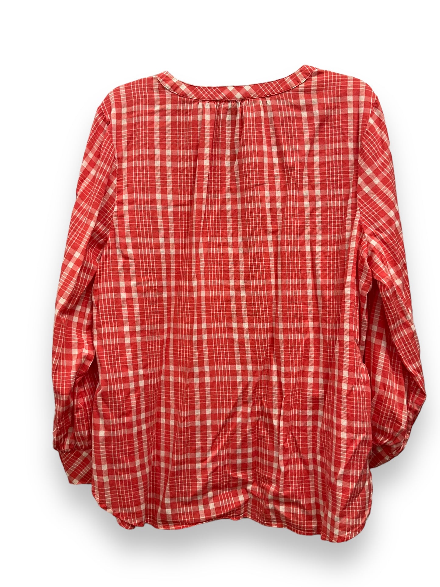 Top Long Sleeve By Talbots In Red & White, Size: 2x