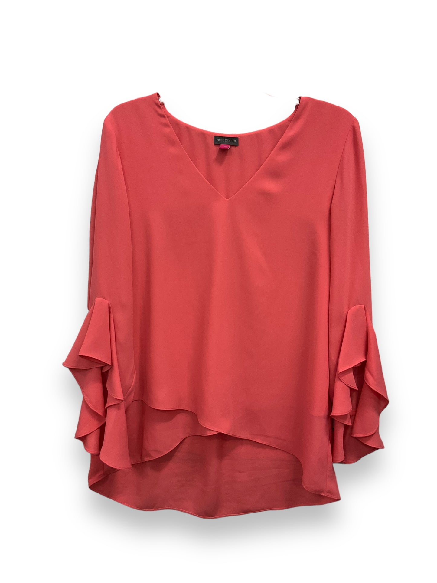 Blouse 3/4 Sleeve By Vince Camuto In Pink, Size: L