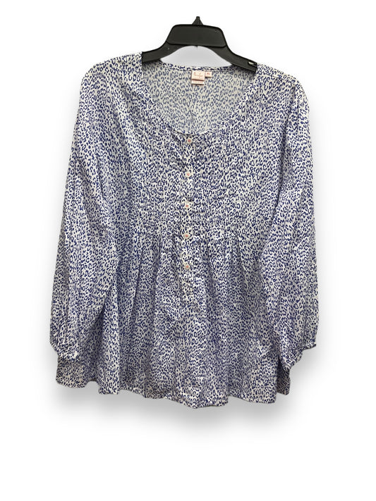 Top Long Sleeve By Cmc In Blue & White, Size: Xl