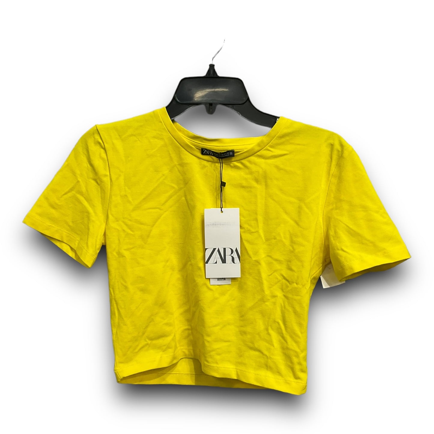 Top Short Sleeve Basic By Zara In Yellow, Size: M