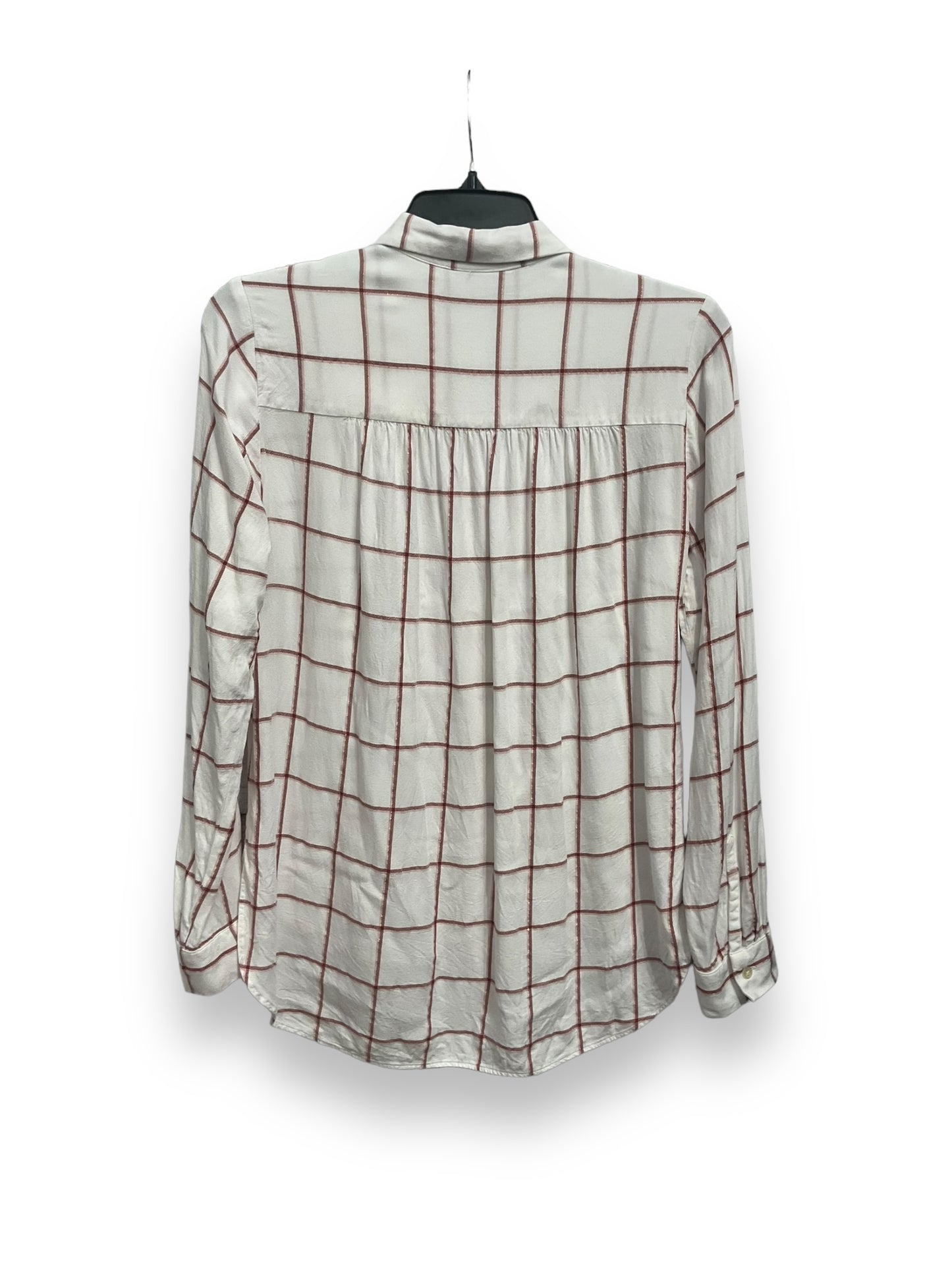 Blouse Long Sleeve By Loft In Plaid Pattern, Size: S