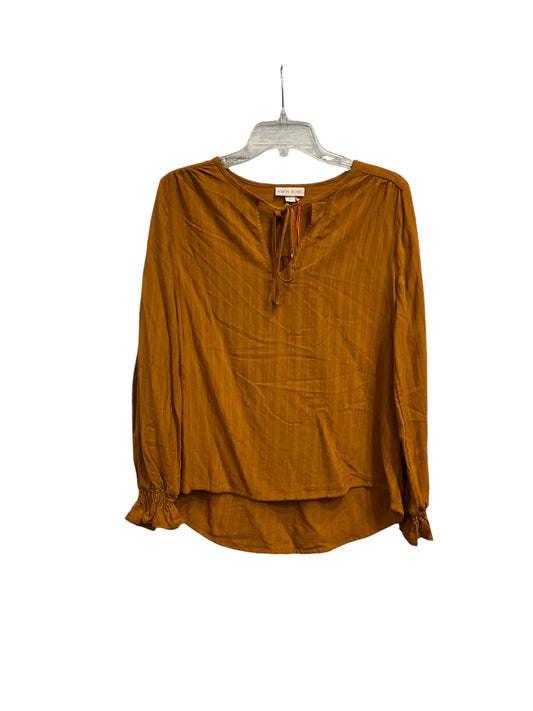 Blouse Long Sleeve By Knox Rose In Gold, Size: Xs