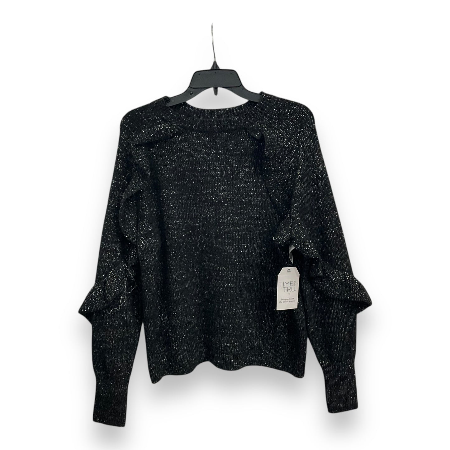 Sweater By Time And Tru In Black & Silver, Size: L