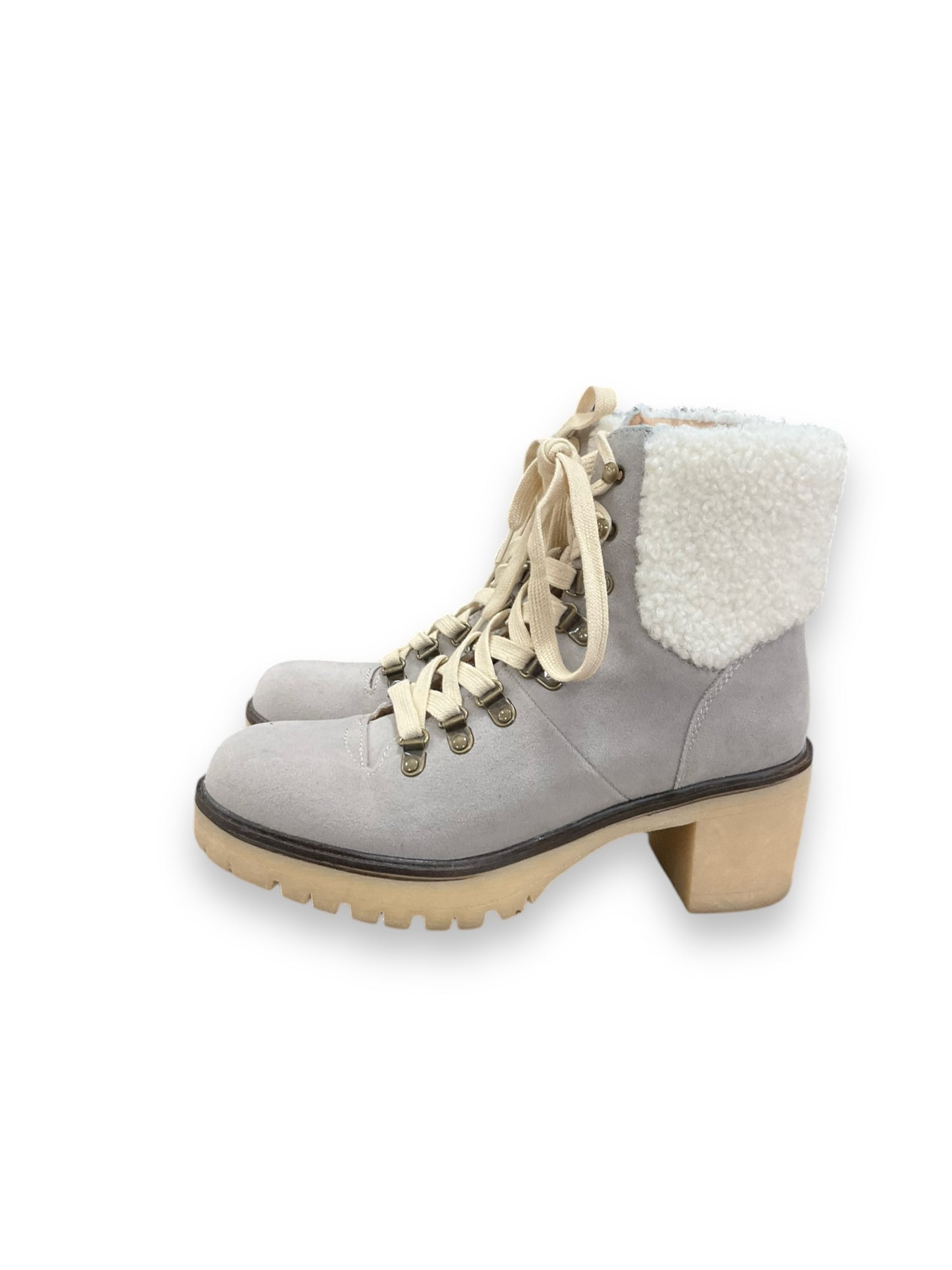 Boots Ankle Heels By Vici In Cream & Grey, Size: 7.5