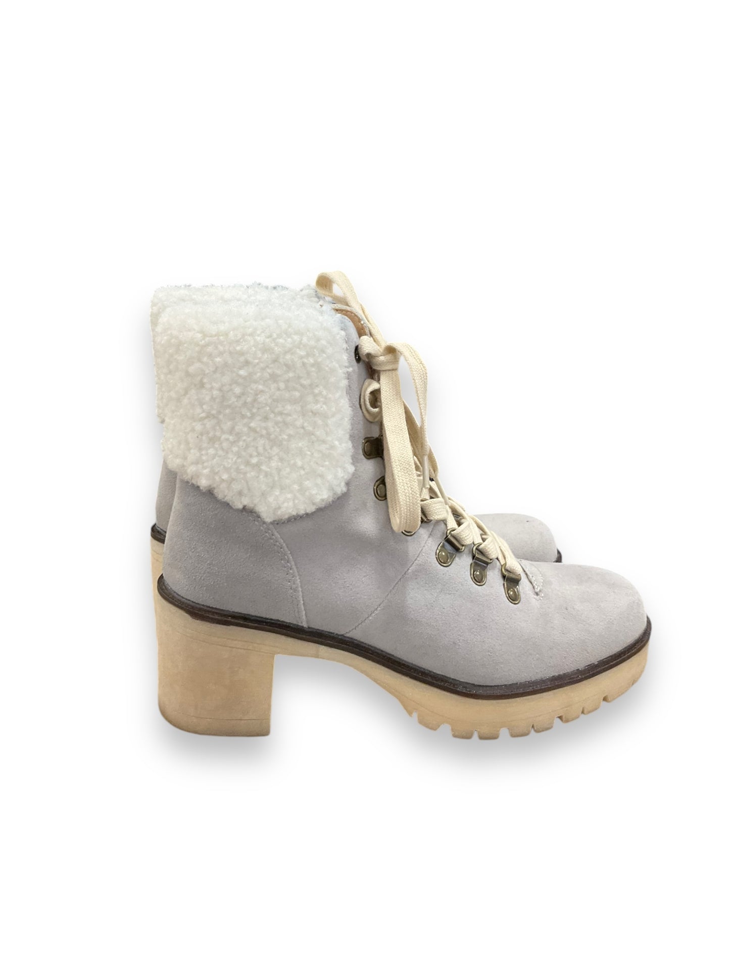 Boots Ankle Heels By Vici In Cream & Grey, Size: 7.5