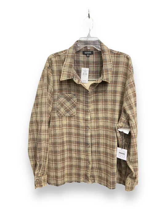 Top Long Sleeve By Cmc In Plaid Pattern, Size: Xxl