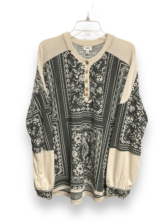 Top Long Sleeve By Bke In Black & Cream, Size: Xxl