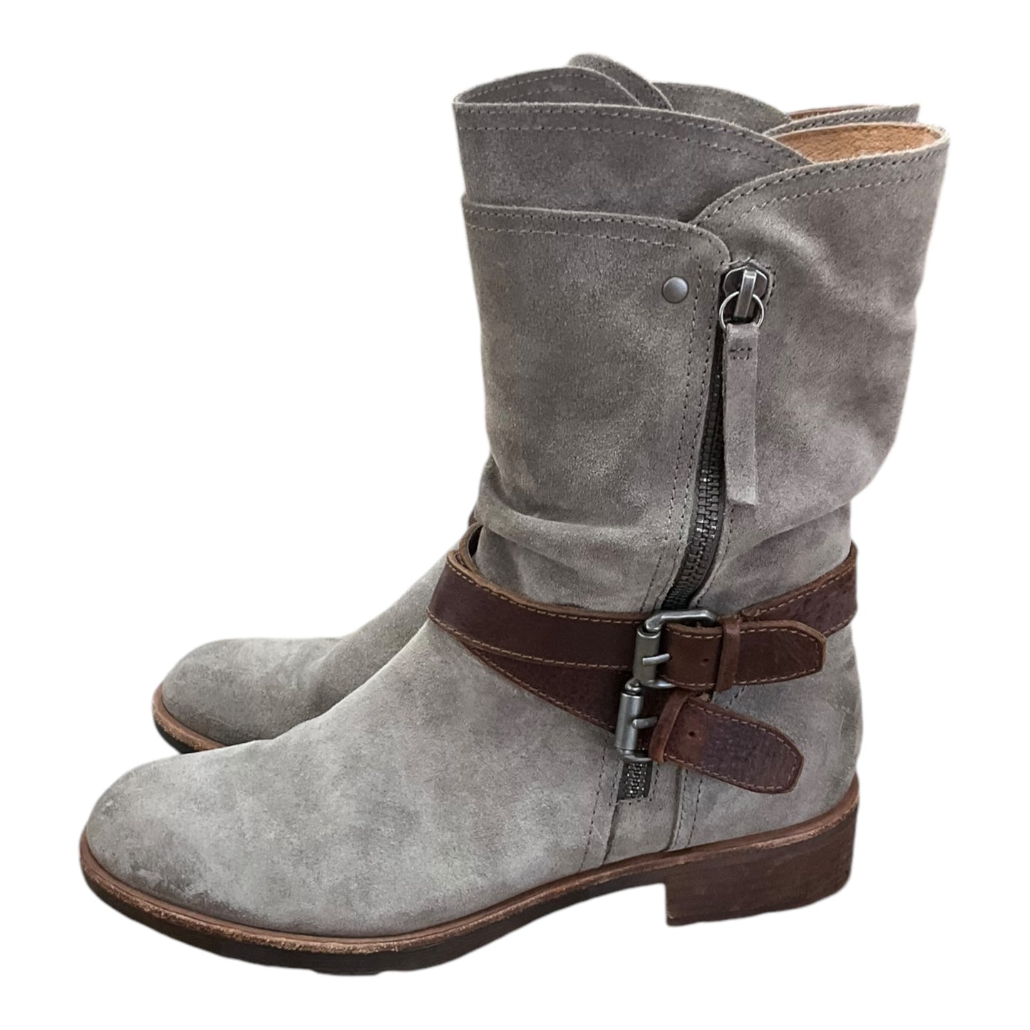 Boots Ankle Heels By Sofft In Grey, Size: 7.5