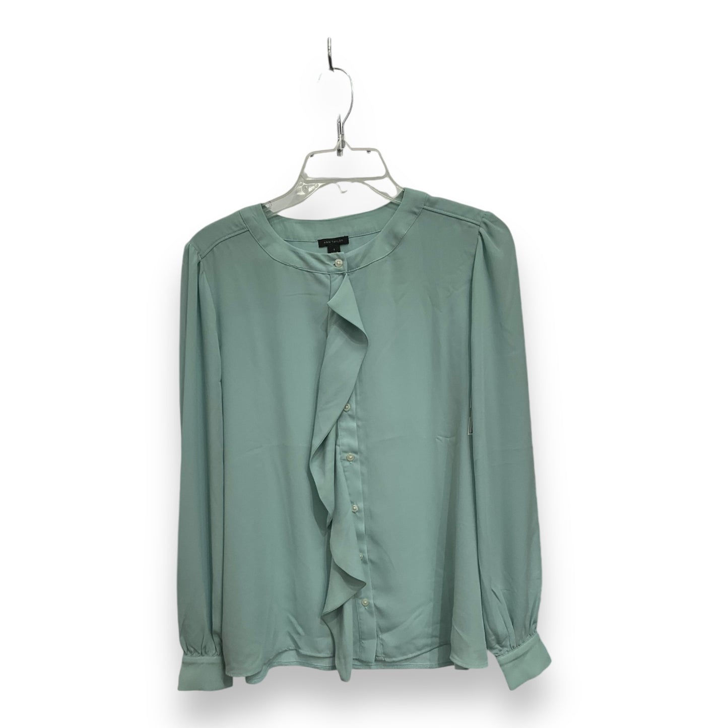 Blouse Long Sleeve By Ann Taylor In Teal, Size: S