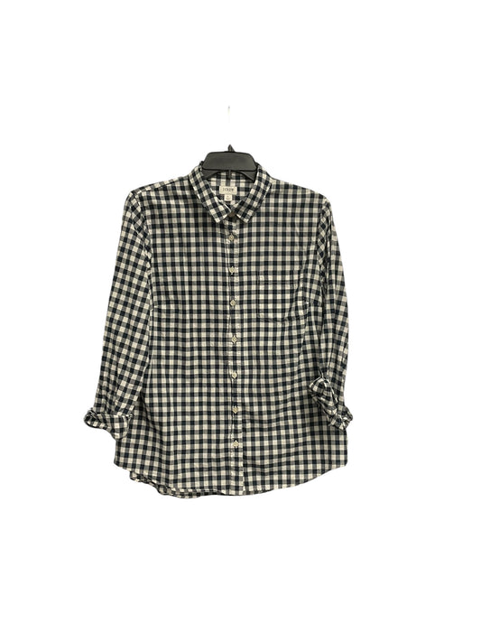 Blouse Long Sleeve By J. Crew In Plaid Pattern, Size: L