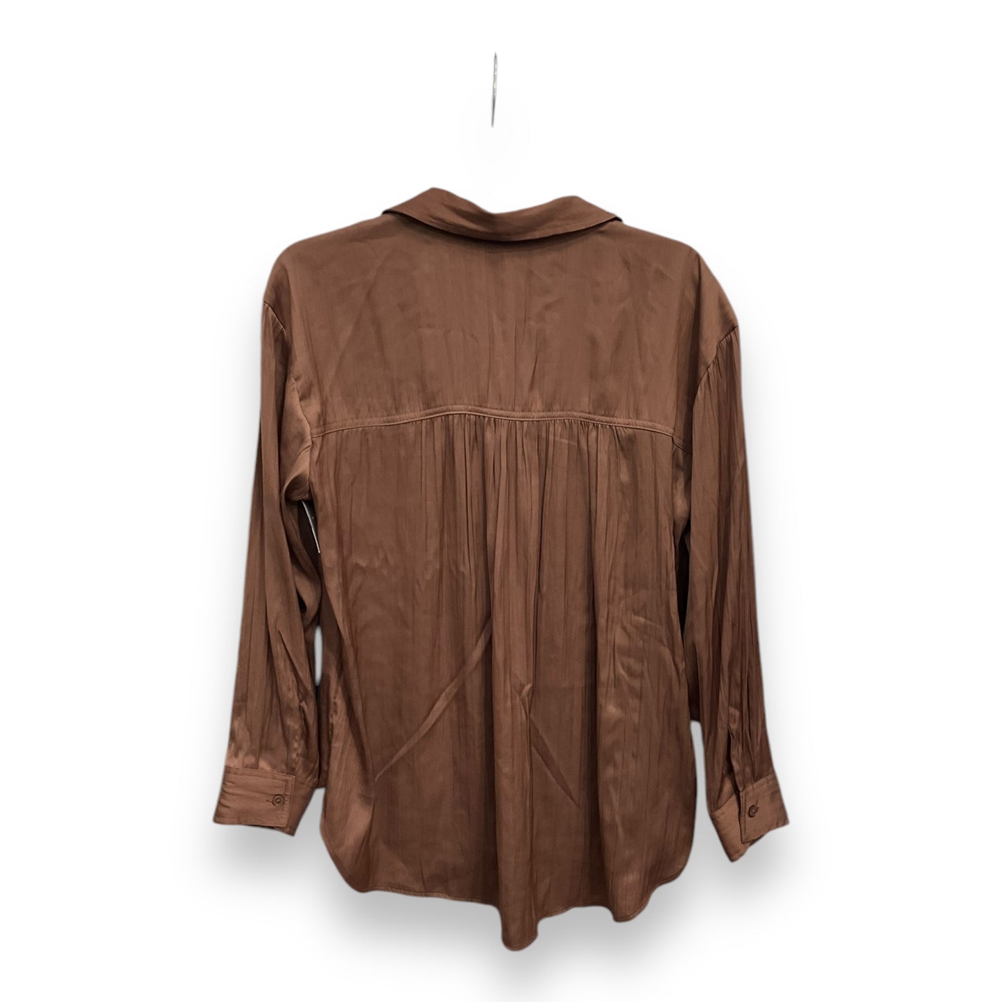 Blouse Long Sleeve By Anthropologie In Brown, Size: Mp