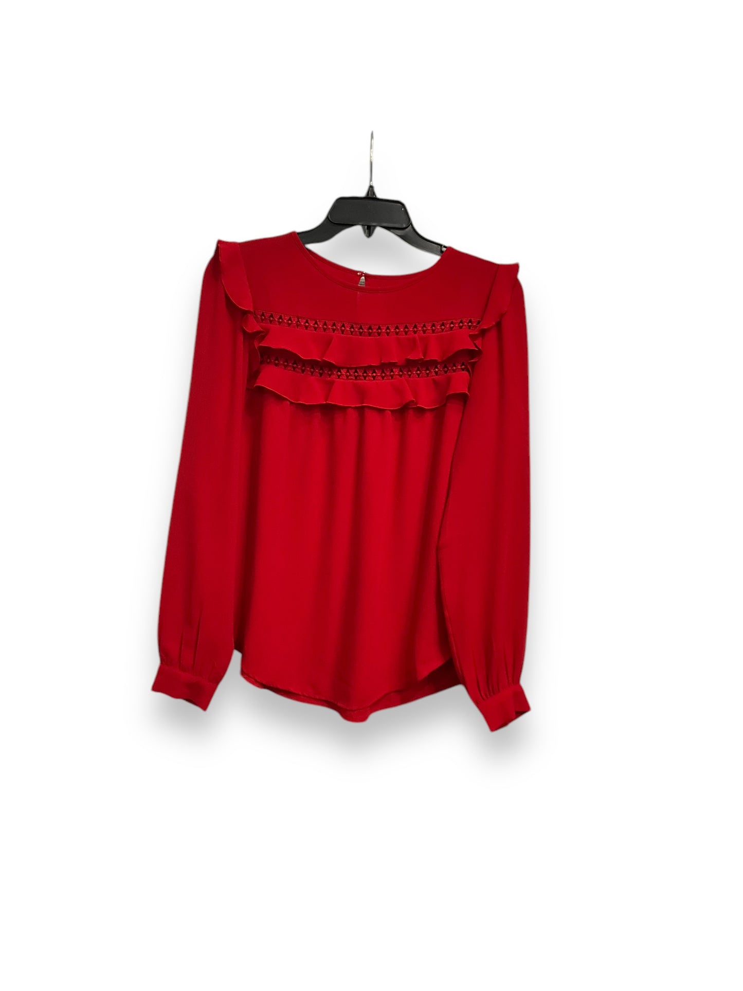 Blouse Long Sleeve By Loft In Red, Size: Xs