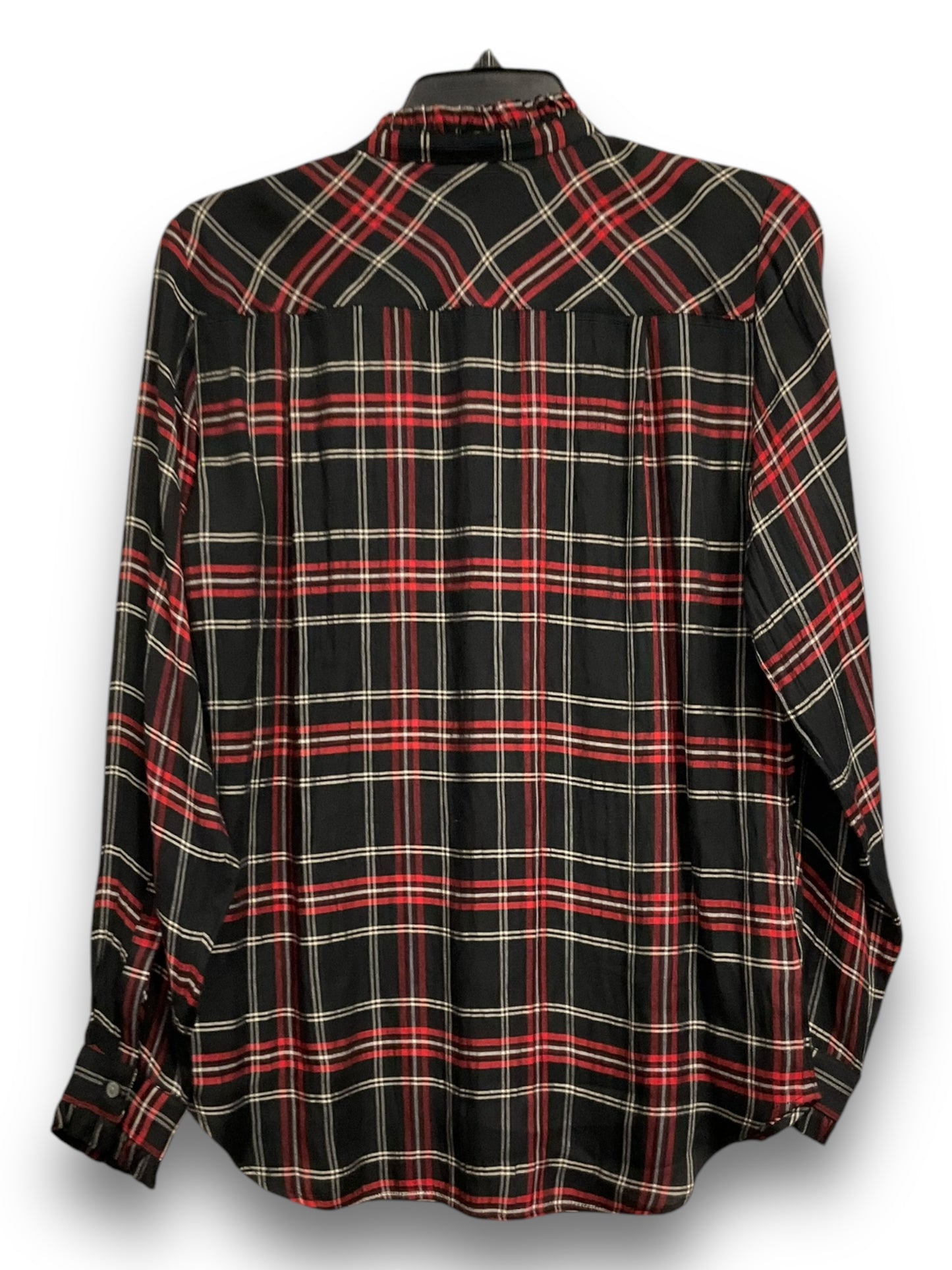 Blouse Long Sleeve By Loft In Plaid Pattern, Size: S