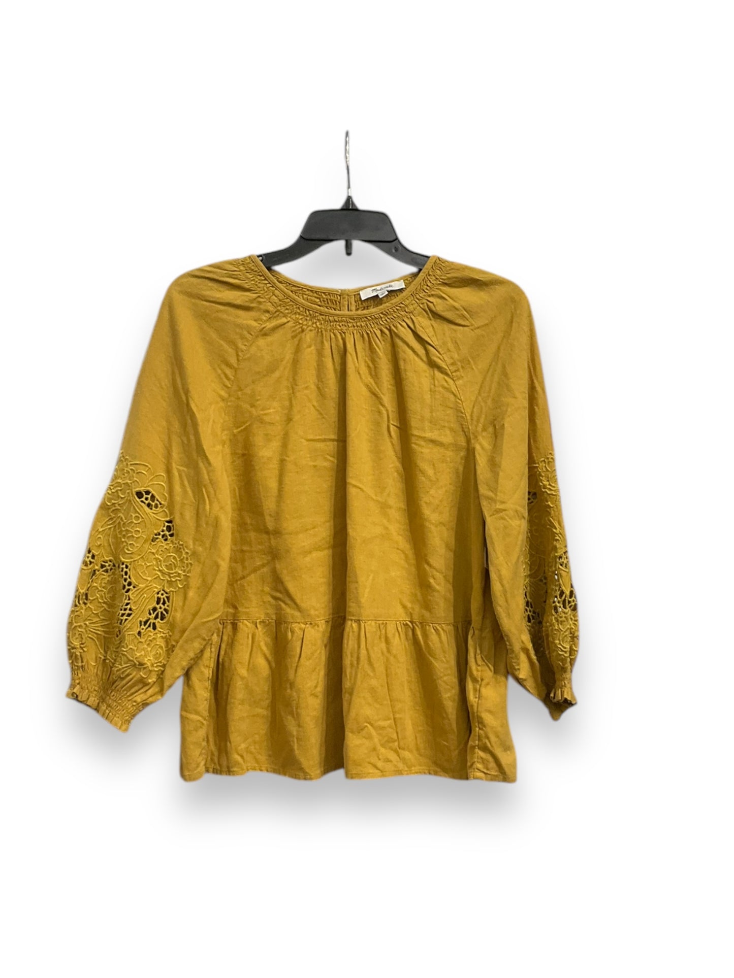 Top 3/4 Sleeve By Madewell In Yellow, Size: M