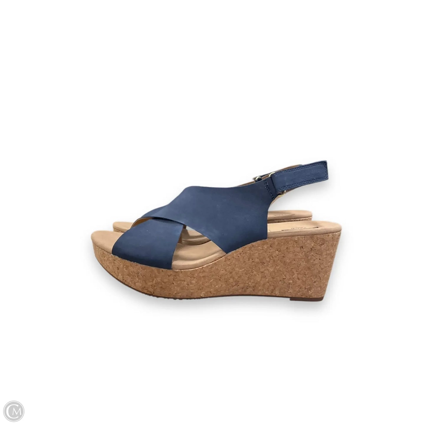 Sandals Heels Wedge By Clarks In Blue & Brown, Size: 12