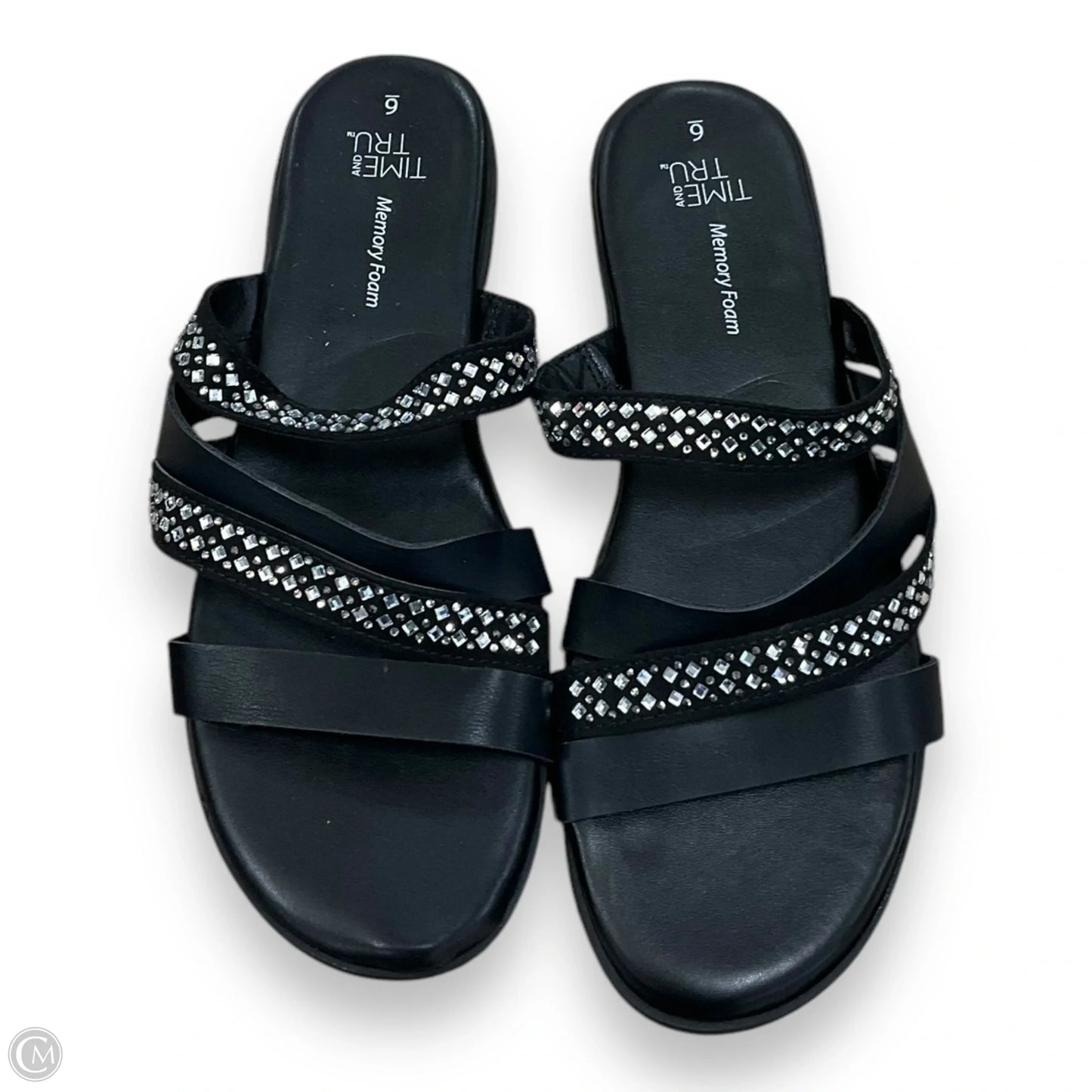 Sandals Flats By Time And Tru In Black, Size: 6