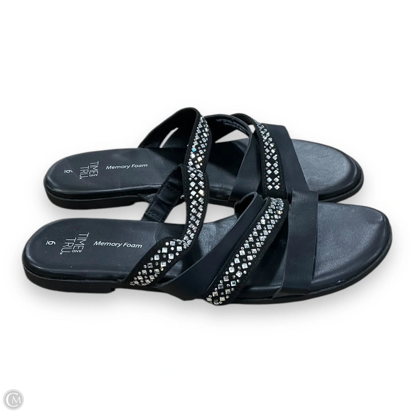 Sandals Flats By Time And Tru In Black, Size: 6