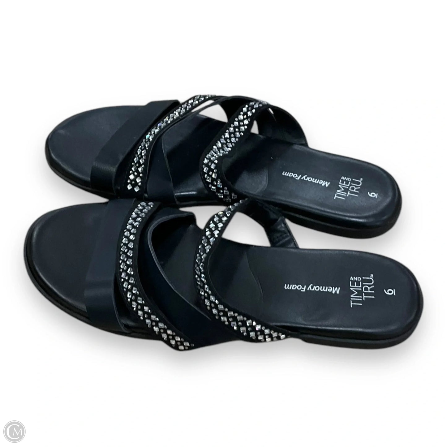 Sandals Flats By Time And Tru In Black, Size: 6