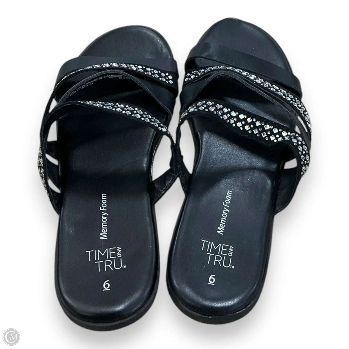 Sandals Flats By Time And Tru In Black, Size: 6