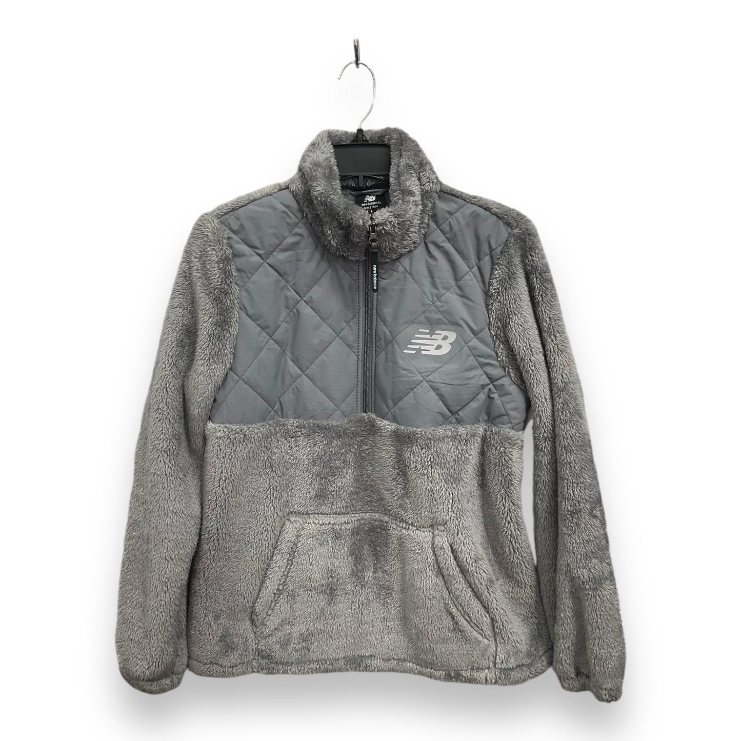 Jacket Faux Fur & Sherpa By New Balance In Grey, Size: L