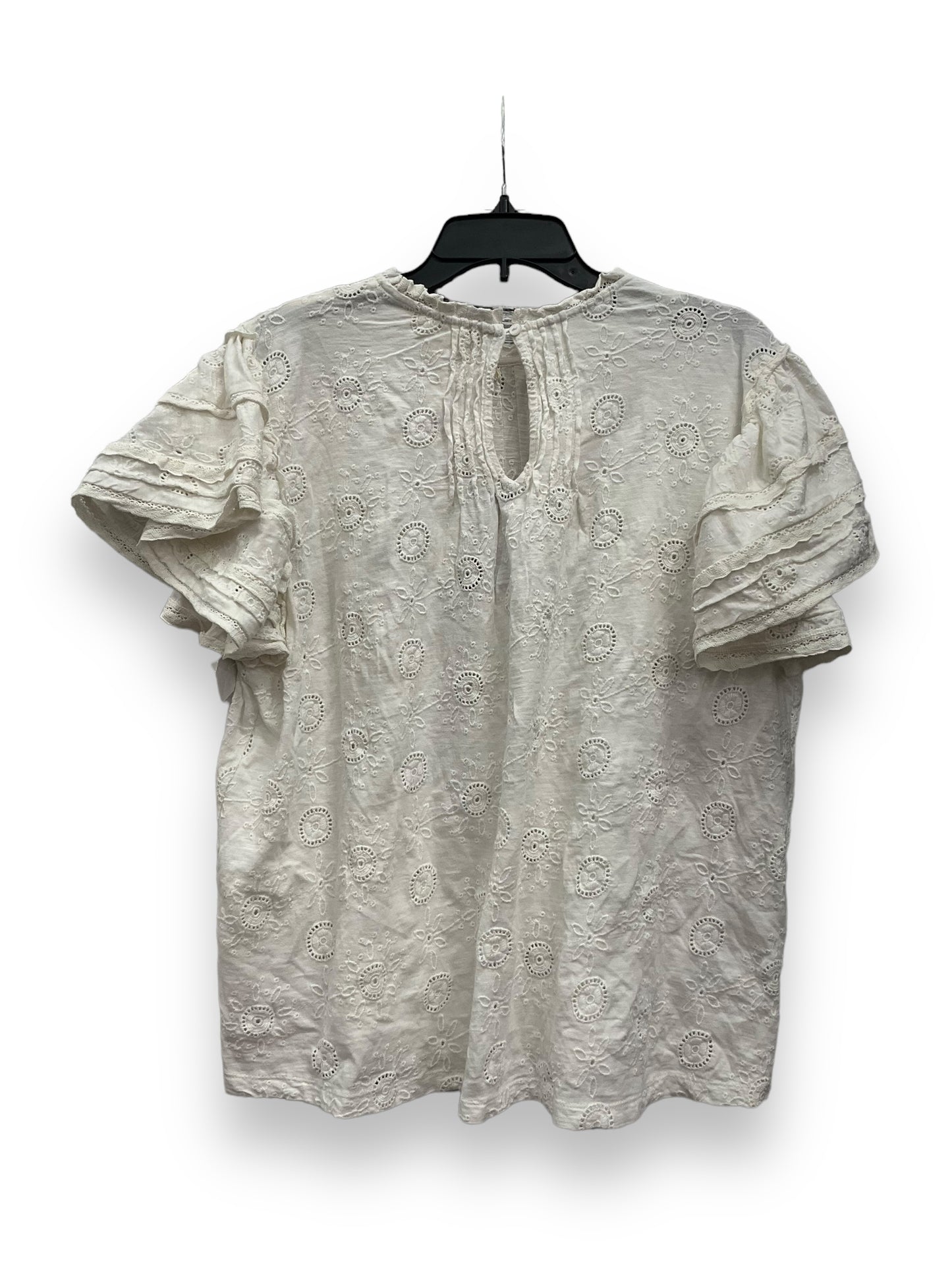 Top Short Sleeve By Anthropologie In Cream, Size: L