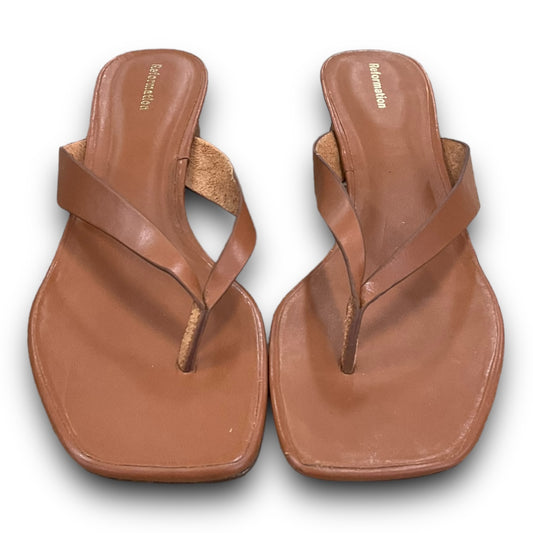 Brown Sandals Heels Block Reformation, Size 8