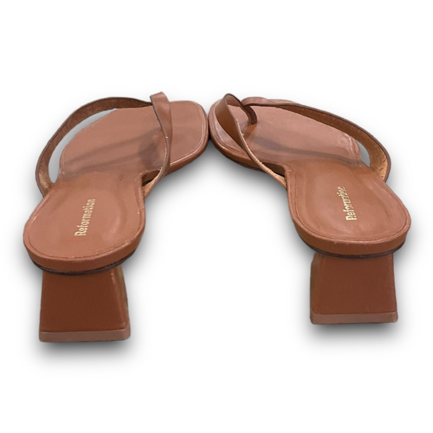 Brown Sandals Heels Block Reformation, Size 8