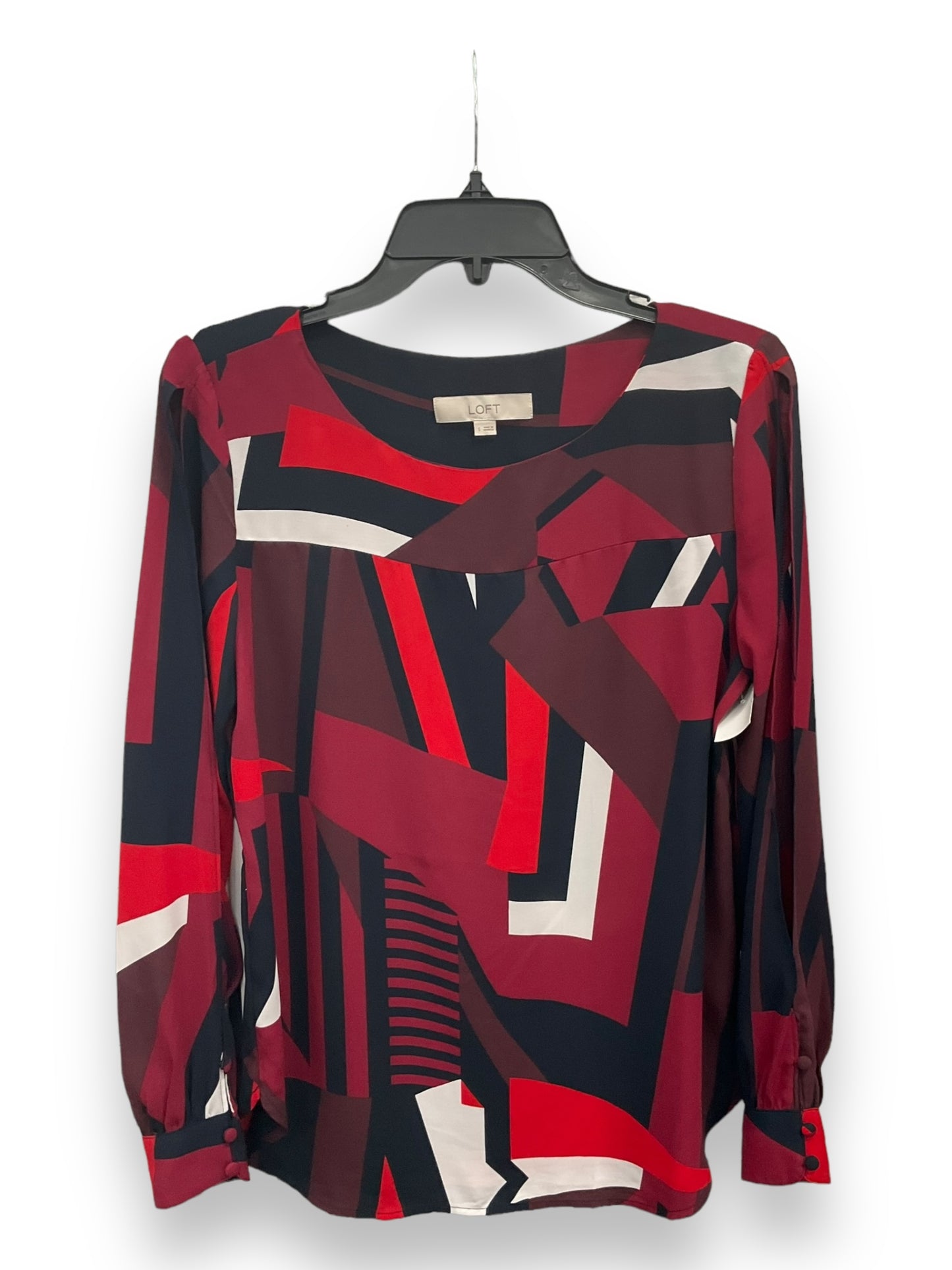 Blouse Long Sleeve By Loft In Multi-colored, Size: S