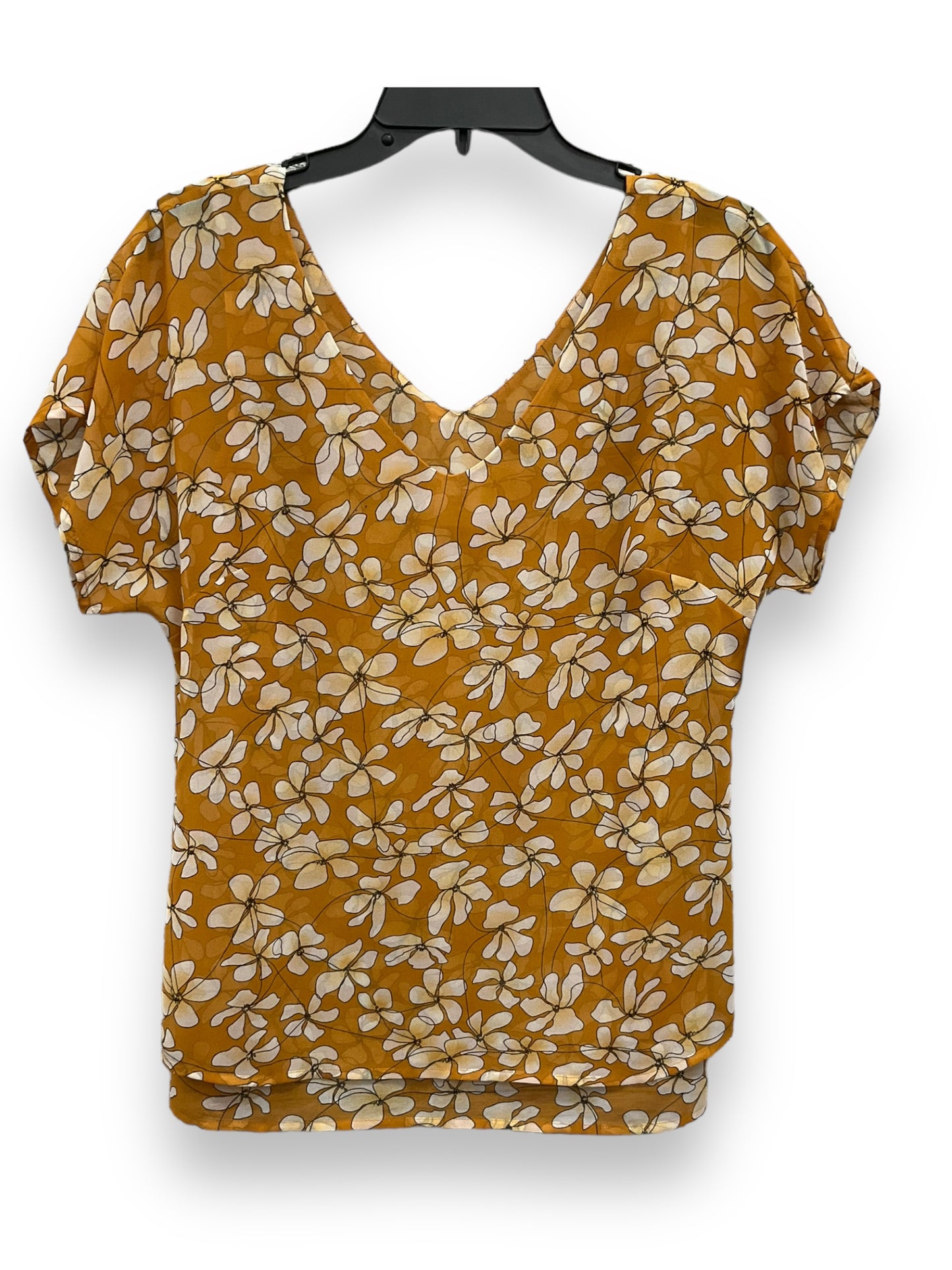 Blouse Short Sleeve By Cabi In Yellow, Size: Xs