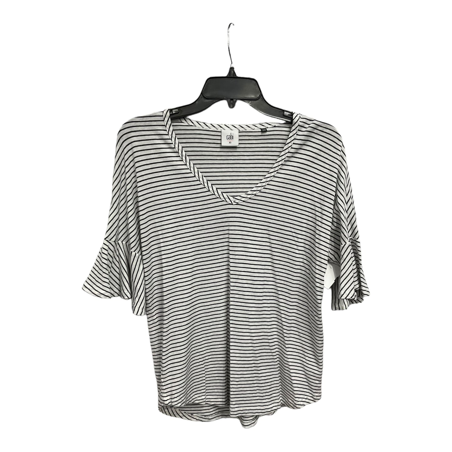 Top Short Sleeve By Cabi In Striped Pattern, Size: Xs