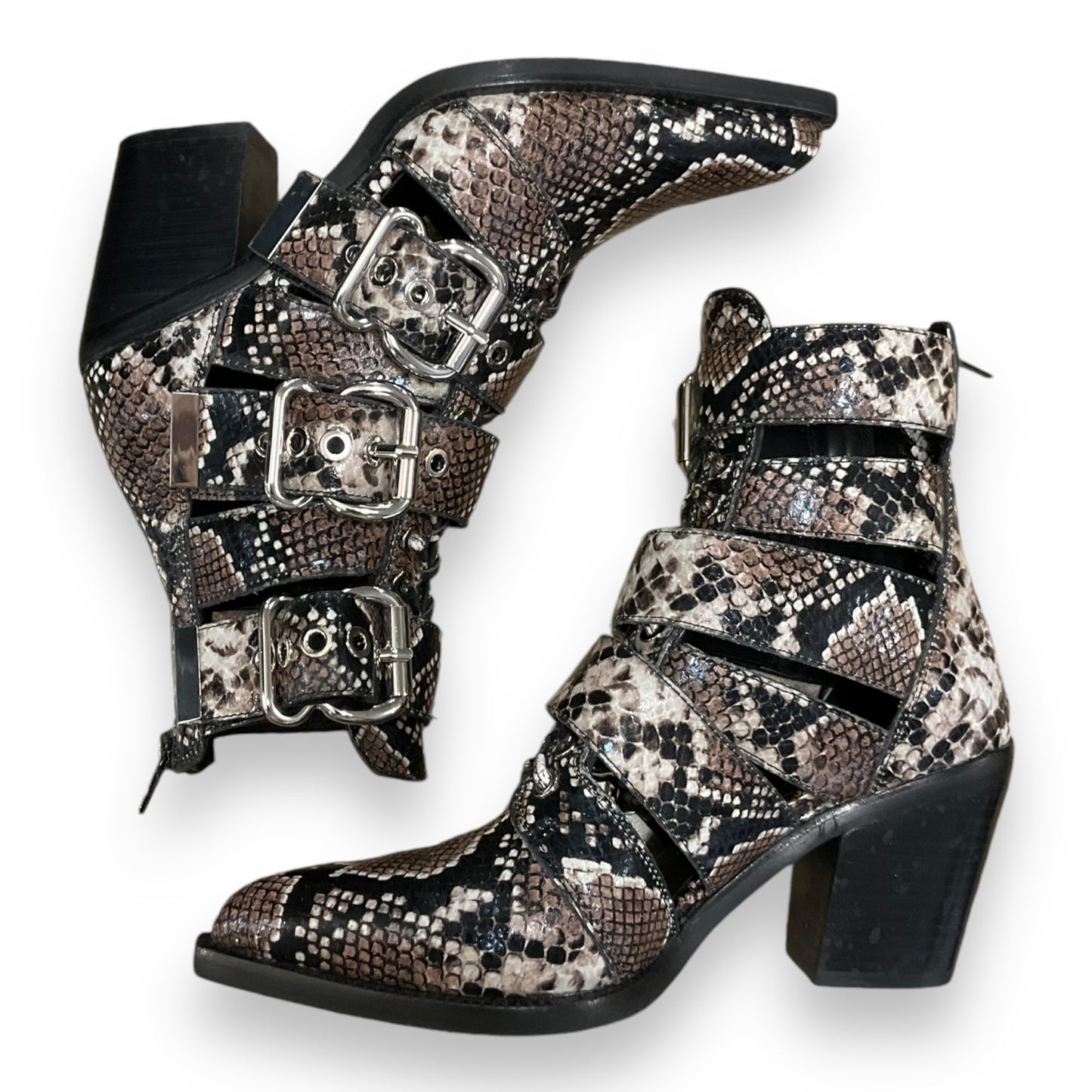 Boots Ankle Heels By Jeffery Campbell In Snakeskin Print, Size: 6